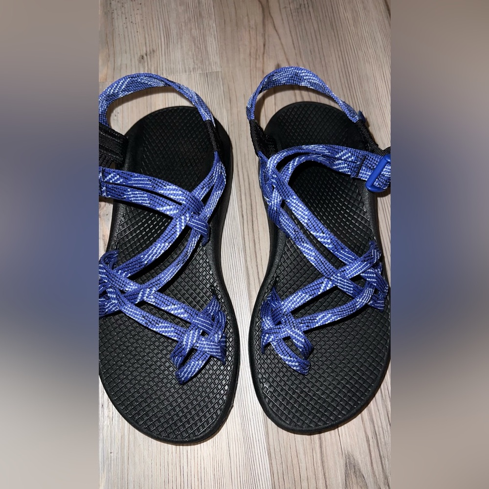 Chaco Womens Size 8 Us Ecotread Adjustable Strap Toe Strappy Sandals Slides Blue View 2